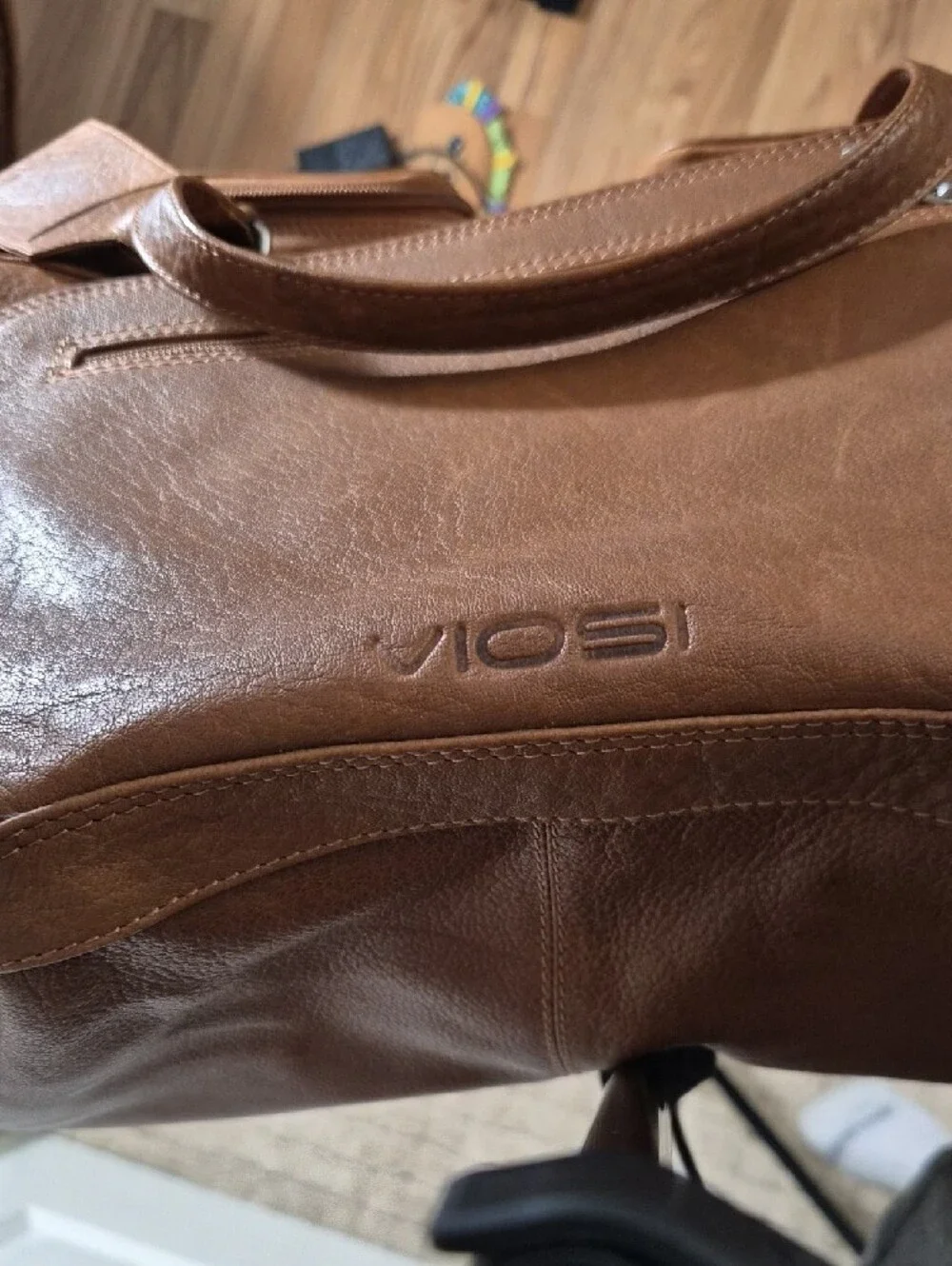 Viosi Piel Leather Duffel Bag with Multiple Pockets Front, Side, Back & Bottom